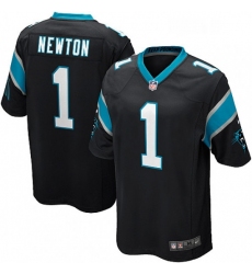 Mens Nike Carolina Panthers 1 Cam Newton Game Black Team Color NFL Jersey
