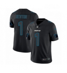 Mens Nike Carolina Panthers 1 Cam Newton Limited Black Rush Impact NFL Jersey
