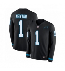 Mens Nike Carolina Panthers 1 Cam Newton Limited Black Therma Long Sleeve NFL Jersey