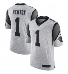 Mens Nike Carolina Panthers 1 Cam Newton Limited Gray Gridiron II NFL Jersey