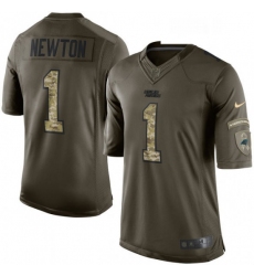 Mens Nike Carolina Panthers 1 Cam Newton Limited Green Salute to Service NFL Jersey
