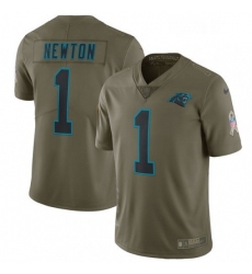 Mens Nike Carolina Panthers 1 Cam Newton Limited Olive 2017 Salute to Service NFL Jersey