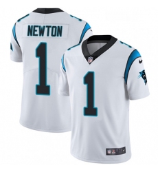 Mens Nike Carolina Panthers 1 Cam Newton White Vapor Untouchable Limited Player NFL Jersey