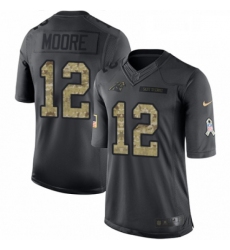 Mens Nike Carolina Panthers 12 DJ Moore Limited Black 2016 Salute to Service NFL Jersey