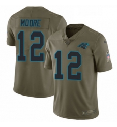 Mens Nike Carolina Panthers 12 DJ Moore Limited Olive 2017 Salute to Service NFL Jersey