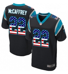 Mens Nike Carolina Panthers 22 Christian McCaffrey Elite Black Home USA Flag Fashion NFL Jersey
