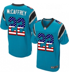 Mens Nike Carolina Panthers 22 Christian McCaffrey Elite Blue Alternate USA Flag Fashion NFL Jersey