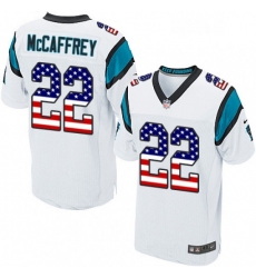 Mens Nike Carolina Panthers 22 Christian McCaffrey Elite White Road USA Flag Fashion NFL Jersey