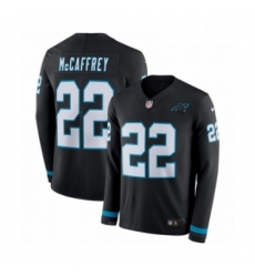 Mens Nike Carolina Panthers 22 Christian McCaffrey Limited Black Therma Long Sleeve NFL Jersey