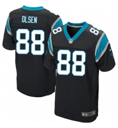 Mens Nike Carolina Panthers 88 Greg Olsen Elite Black Team Color NFL Jersey