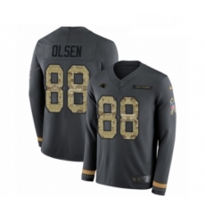 Mens Nike Carolina Panthers 88 Greg Olsen Limited Black Salute to Service Therma Long Sleeve NFL Jersey
