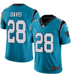 Nike Carolina Panthers 28 Mike Davis Blue Men Stitched NFL Limited Rush Jersey