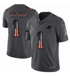 Nike Panthers 1 Cam Newton 2019 Salute To Service USA Flag Fashion Limited Jersey