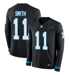 Nike Panthers #11 Torrey Smith Black Team Color Men Stitched NFL Limited Therma Long Sleeve Jersey
