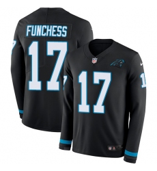 Nike Panthers #17 Devin Funchess Black Team Color Men Stitched NFL Limited Therma Long Sleeve Jersey
