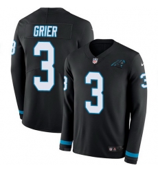 Nike Panthers 3 Will Grier Black Team Color Men Stitched NFL Limited Therma Long Sleeve Jersey
