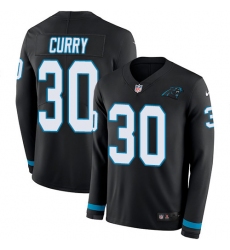 Nike Panthers #30 Stephen Curry Black Team Color Men Stitched NFL Limited Therma Long Sleeve Jersey