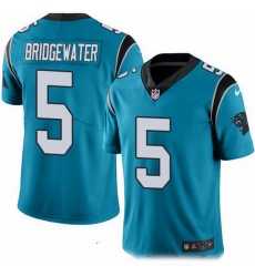 Nike Panthers 5 Teddy Bridgewater Blue Men Stitched NFL Limited Rush Jersey