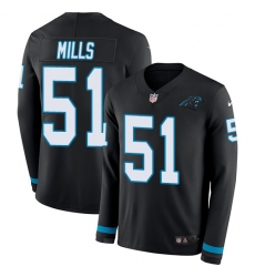 Nike Panthers #51 Sam Mills Black Team Color Men Stitched NFL Limited Therma Long Sleeve Jersey