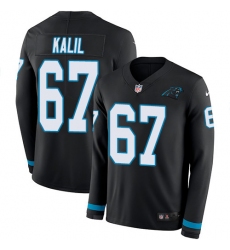 Nike Panthers #67 Ryan Kalil Black Team Color Men Stitched NFL Limited Therma Long Sleeve Jersey