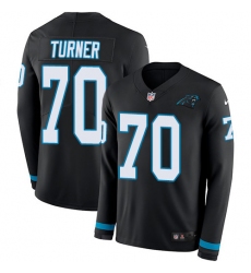 Nike Panthers #70 Trai Turner Black Team Color Men Stitched NFL Limited Therma Long Sleeve Jersey