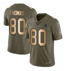 Nike Panthers #80 Ian Thomas Olive Gold Mens Stitched NFL Limited 2017 Salute To Service Jersey