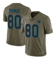 Nike Panthers #80 Ian Thomas Olive Mens Stitched NFL Limited 2017 Salute To Service Jersey