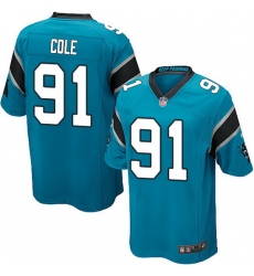 Nike Panthers #91 Colin Cole Blue Team Color Mens Stitched NFL Elite Jersey