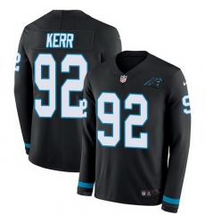 Nike Panthers 92 Zach Kerr Black Team Color Men Stitched NFL Limited Therma Long Sleeve Jersey