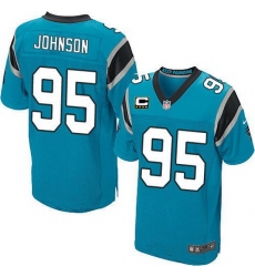 Nike Panthers #95 Charles Johnson Blue Team Color Mens Stitched NFL Elite Jersey