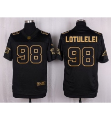 Nike Panthers #98 Star Lotulelei Black Mens Stitched NFL Elite Pro Line Gold Collection Jersey