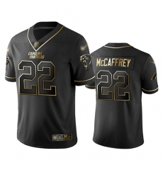 Panthers 22 Christian McCaffrey Black Men Stitched Football Limited Golden Edition Jersey