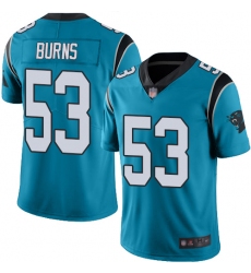 Panthers 53 Brian Burns Blue Men Stitched Football Limited Rush Jersey
