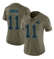 Nike Panthers #11 Torrey Smith Olive Womens Stitched NFL Limited 2017 Salute to Service Jersey