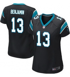 Nike Panthers #13 Kelvin Benjamin Black Team Color Women Stitched NFL Jersey