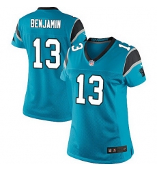 Nike Panthers #13 Kelvin Benjamin Blue Team Color Women Stitched NFL Jersey