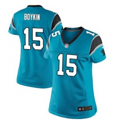 Nike Panthers #15 Jarrett Boykin Blue Team Color Women Stitched NFL Jersey