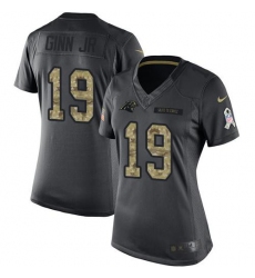 Nike Panthers #19 Ted Ginn Jr Black Womens Stitched NFL Limited 2016 Salute to Service Jersey