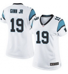 Nike Panthers #19 Ted Ginn Jr White Womens Stitched NFL Elite Jersey