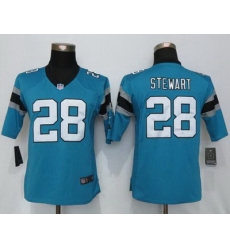 Nike Panthers #28 Jonathan Stewart Blue Alternate Womens Stitched NFL Elite Jersey