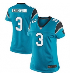 Nike Panthers #3 Derek Anderson Blue Team Color Women Stitched NFL Jersey