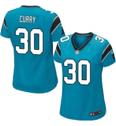 Nike Panthers #30 Stephen Curry Blue Alternate Womens Stitched NFL Elite Jersey