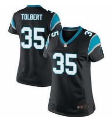 Nike Panthers #35 Mike Tolbert Black Team Color Womens Stitched NFL Elite Jersey