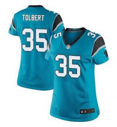 Nike Panthers #35 Mike Tolbert Blue Alternate Womens Stitched NFL Elite Jersey