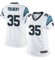 Nike Panthers #35 Mike Tolbert White Womens Stitched NFL Elite Jersey