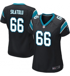 Nike Panthers #66 Amini Silatolu Black Team Color Women Stitched NFL Jersey