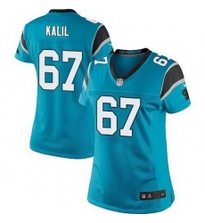 Nike Panthers #67 Ryan Kalil Blue Alternate Womens Stitched NFL Elite Jersey