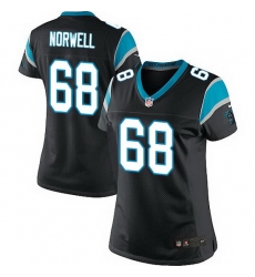 Nike Panthers #68 Andrew Norwell Black Team Color Women Stitched NFL Jersey
