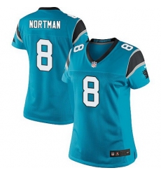 Nike Panthers #8 Brad Nortman Blue Team Color Women Stitched NFL Jersey