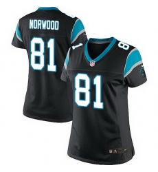 Nike Panthers #81 Kevin Norwood Black Team Color Women Stitched NFL Jersey